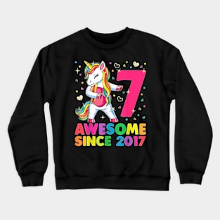 7 Years Old Unicorn Flossing 7th Birthday Girl Unicorn Party T-Shirt Crewneck Sweatshirt